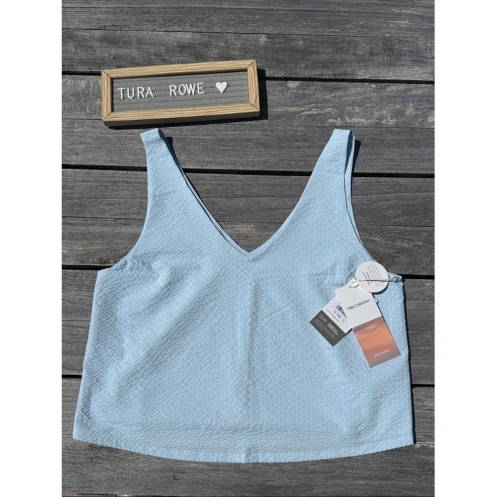 Vuori Villa Textured Crop Tank Light Mist Blue Women's Medium (M) NWT 🤍✨